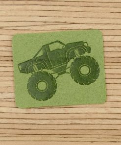 Ein Label zum Aufnähen –  Monster Truck – grün